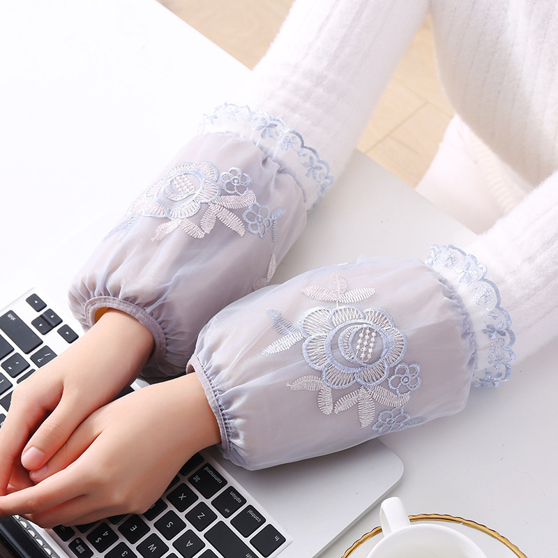 Double-Layer Embroidery Sleeve Female Office Short Sleeve Student Clothes Anti-Fouling Multi-Functional OversleeveLC495: color5