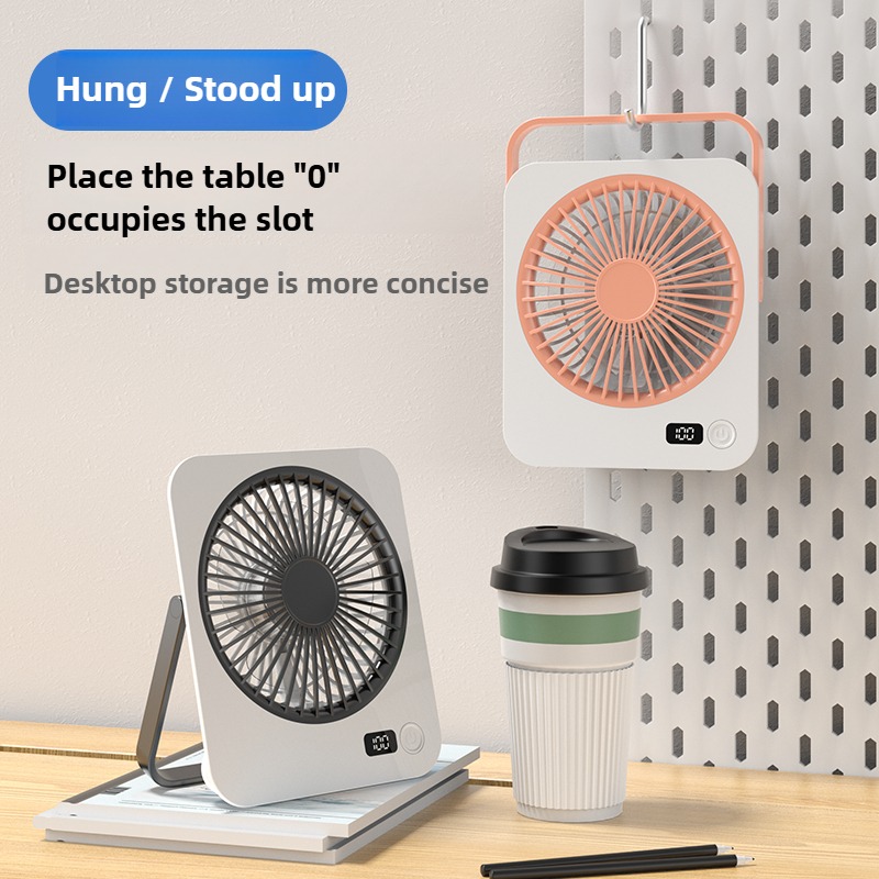 3CM Ultrathin Desk Fan Portable USB Rechargeable Fan 180° Wide Angle Folding Fans With Power Display 5 Speeds Quiet Table Fans