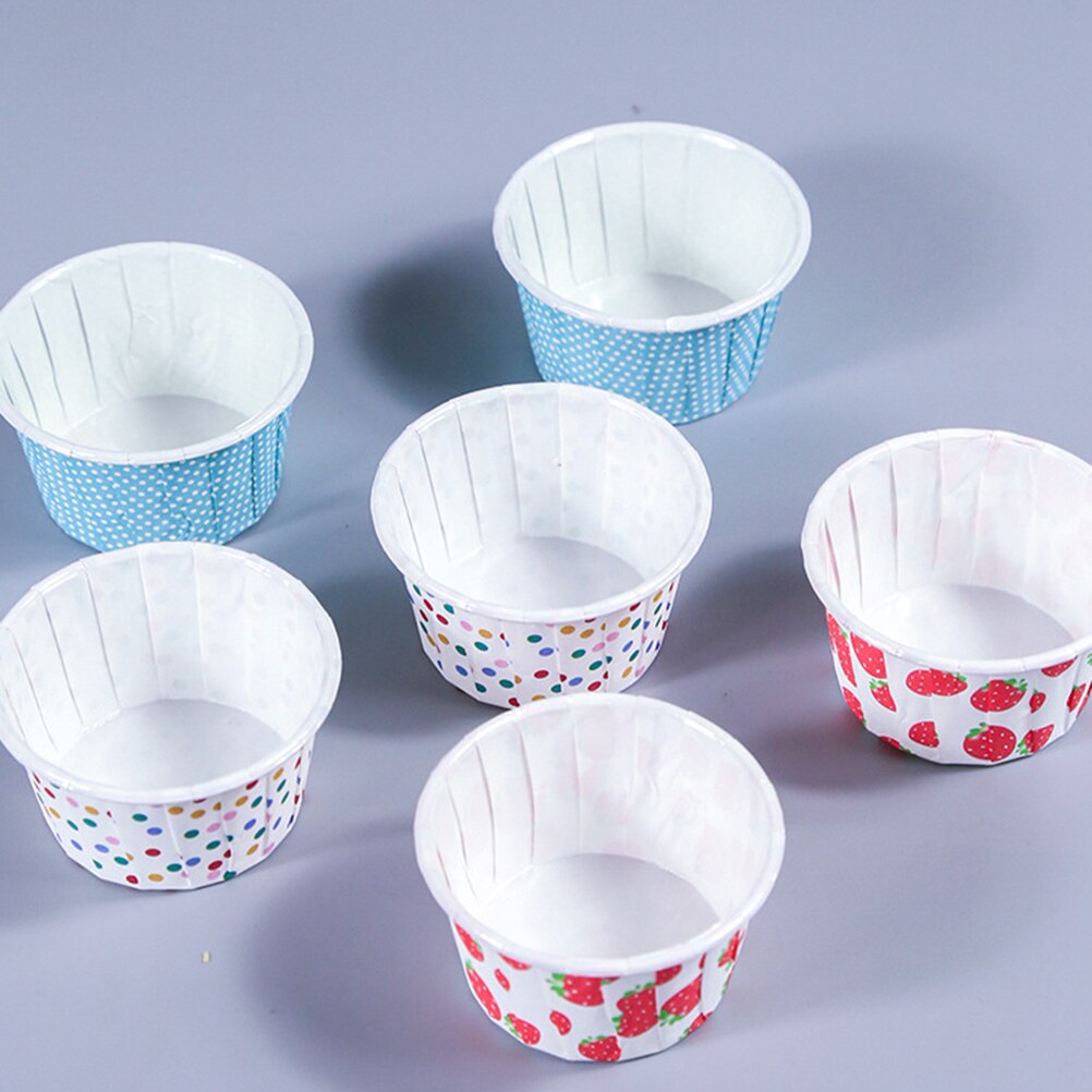 100Pcs Papier Ijs Cups Wegwerp Cake Cup Dessert Kommen Bakken Bruiloft Verjaardag (Kleurrijke Dots) Feestartikelen