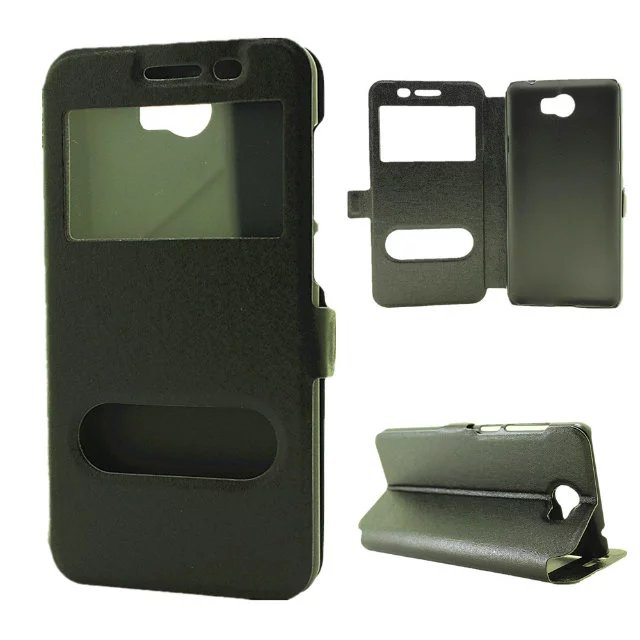 Für Huawei Y5 II Fall Schnell Ansicht Fenster Stehen Abdeckung Für Huawei Y5 ii Y5II 2 Fall Flip PU Leder telefon Fällen CUN L21 U29 L01 5,0: Black