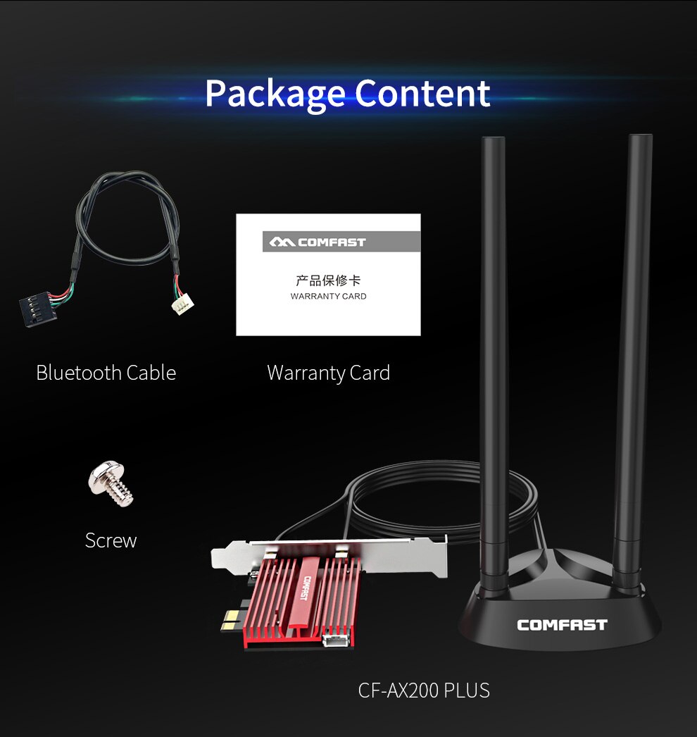 3000Mbps Dual Band Wireless Desktop PCIe For Intel AX200 Plus Card 802.11ax 2.4G/5Ghz Bluetooth 5.0 PCI Express WiFi 6 Adapter