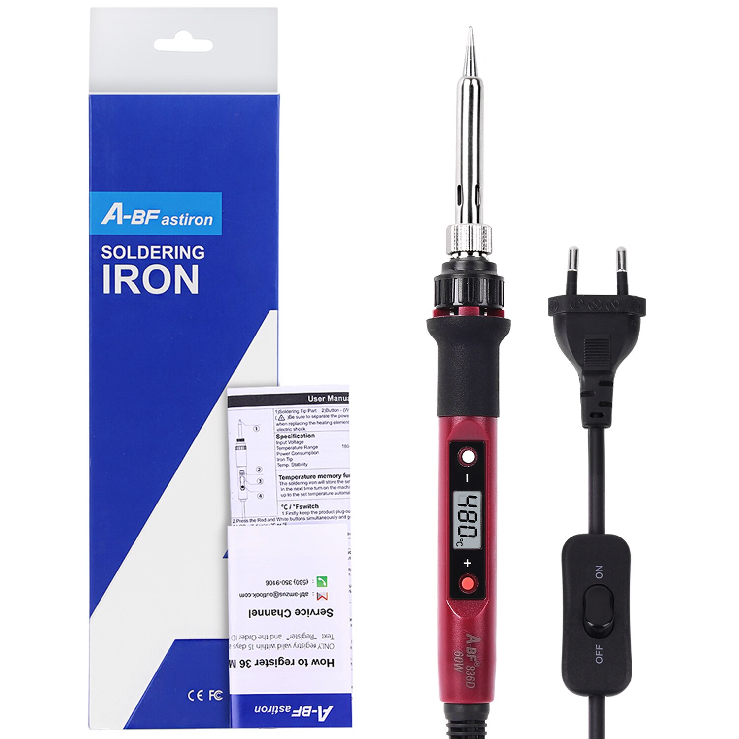 A-BF 836D Electric Soldering Iron Digital Display Temperature Control 60W Precision Technology Rapid Temperature Rise 180℃~480℃: 836D-OB-Z / US