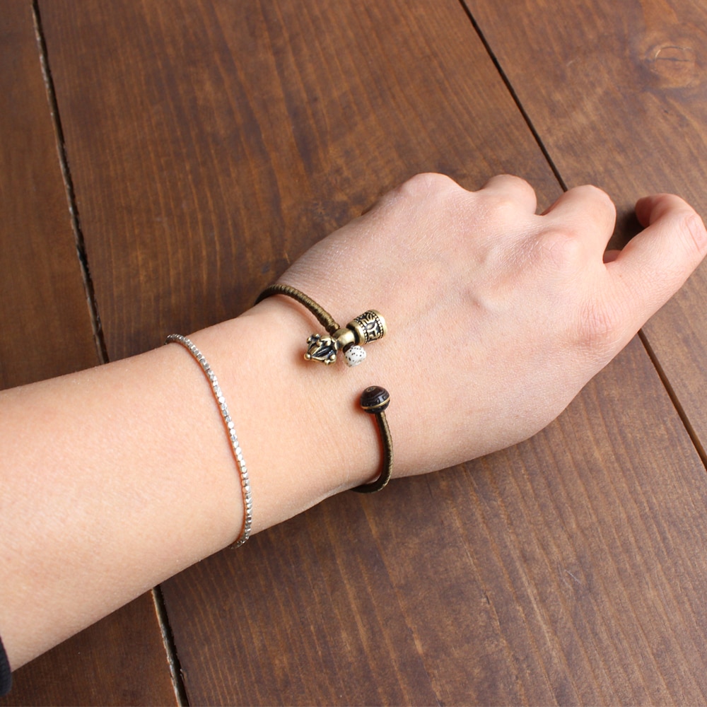 Degsin Tibetaanse Boeddhistische Handgemaakte Koperen Gevlochten Touw Amulet Armband Vajra Charm Bangle Antieke Om Sieraden Voor Mannen Vrouwen