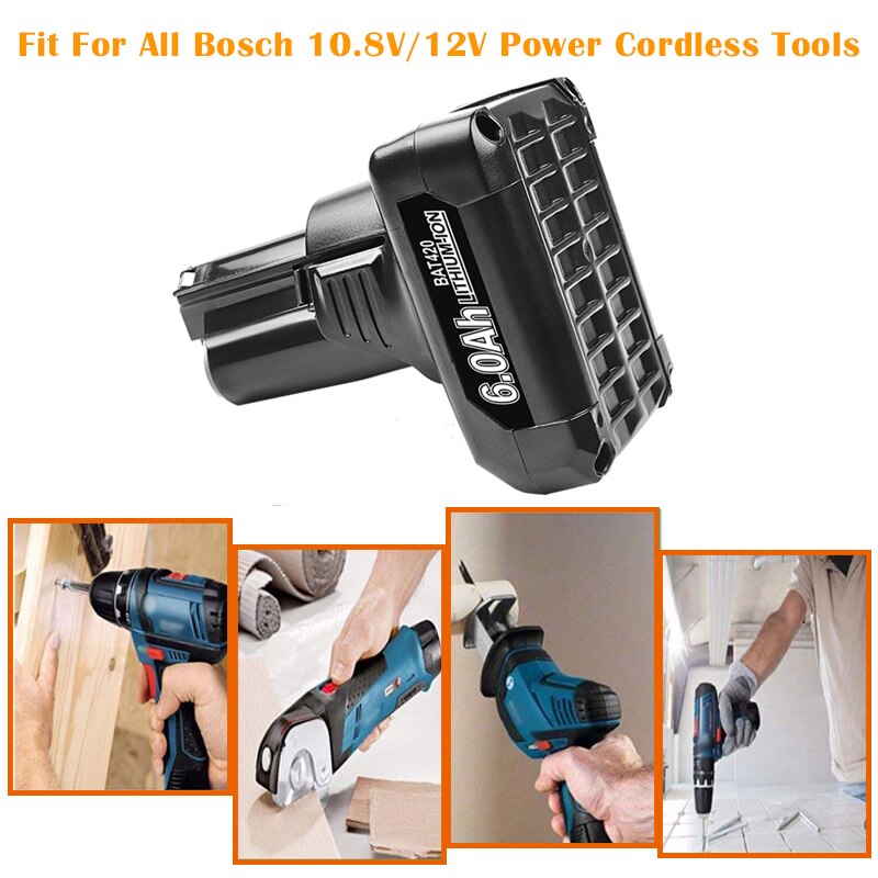 6.0Ah de repuesto para Bosch 10,8 V/12V 12V batería BAT411 BAT411A BAT412 BAT412A BAT413 BAT413A BAT414 D-70745 2607336013, 26073360