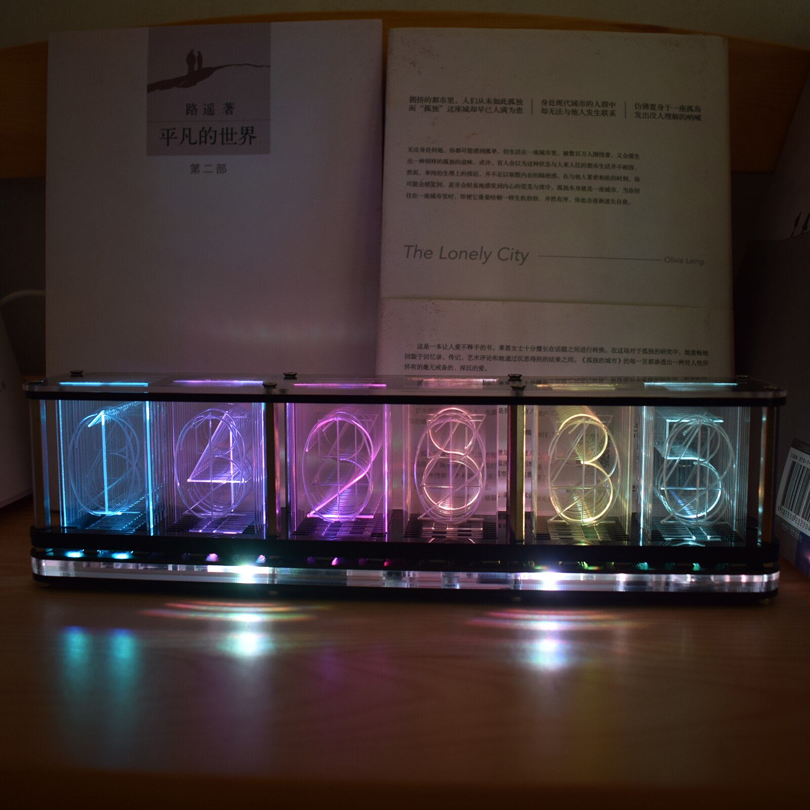 Diy fuldfarve rgb gløderør ur  ds3231 elektronisk desktop ur kit boligindretning med led musik spektrum funktion