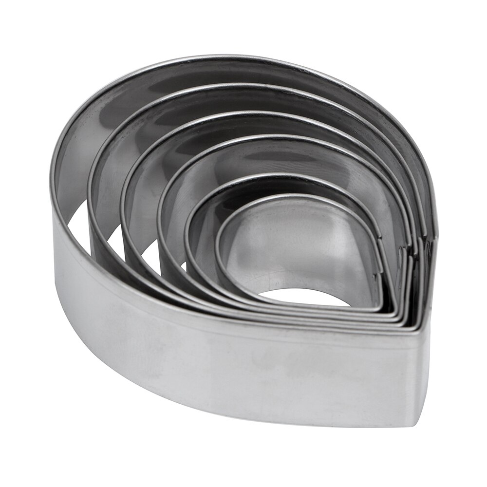 6 pièces/ensemble acier inoxydable goutte d'eau forme Fondant gâteau chocolat cuisson moule Rose pétale forme Biscuit moule Biscuit emporte-pièce