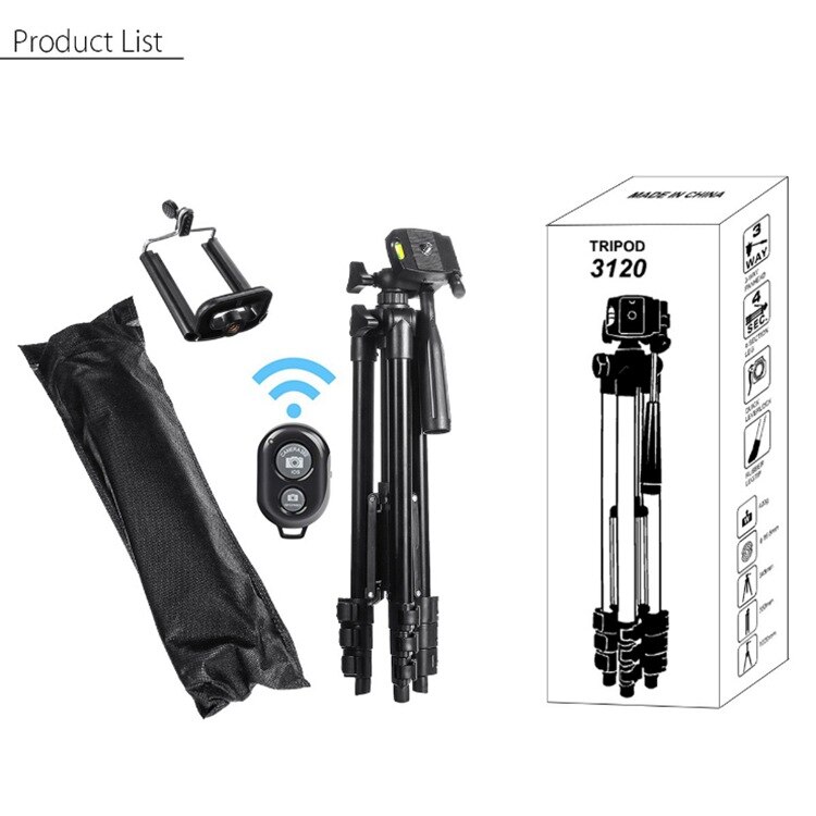 Utenrikshandel 3110 aluminiumslegering bluetooth bo selfie stativ mobiltelefon speilreflekskamera kamera fishin: Svart og hvitt med mønster 3120 pluss bluetooth