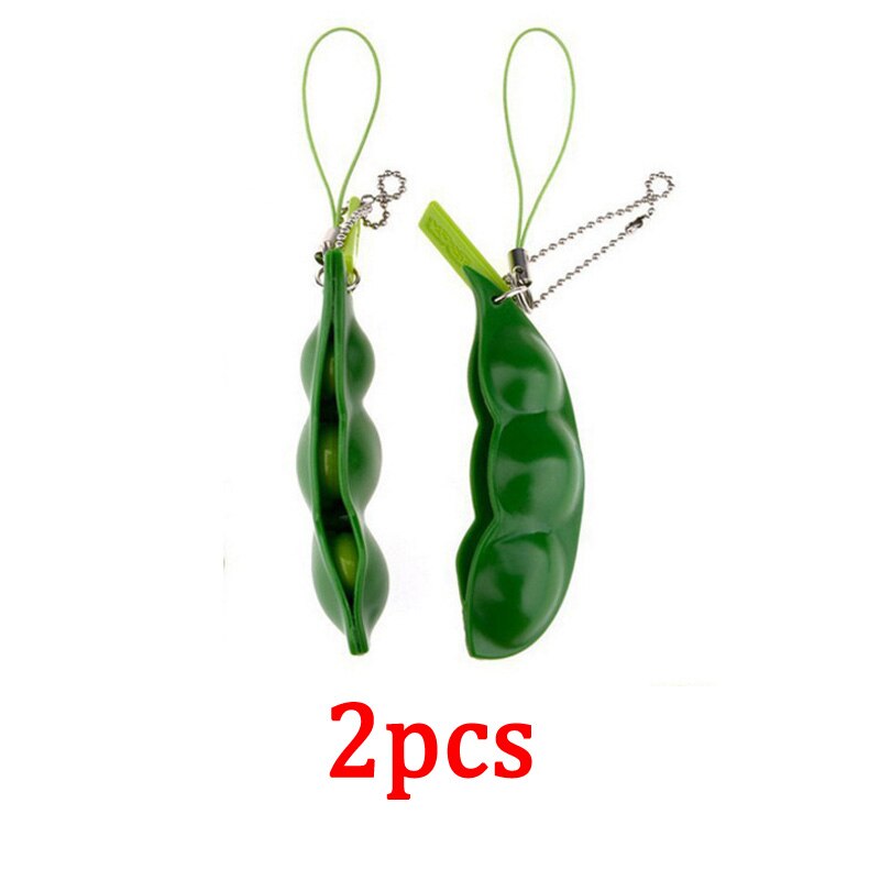 2 stücke Unendliche quetschen Edamame Bohne Erbse Ausdruck Kette Schlüssel Anhänger Ornament betonen Entlasten Dekompression Spielzeug antistress-ZXH: Ursprünglich Titel
