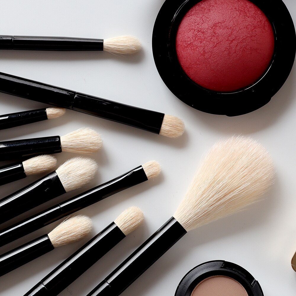 OVW przybory kosmetyczne 100% autentyczne kozie włosy czarna rękojeść okucie wyróżnij duże mieszanie długie włosy część pędzle robić makijażu DLH12