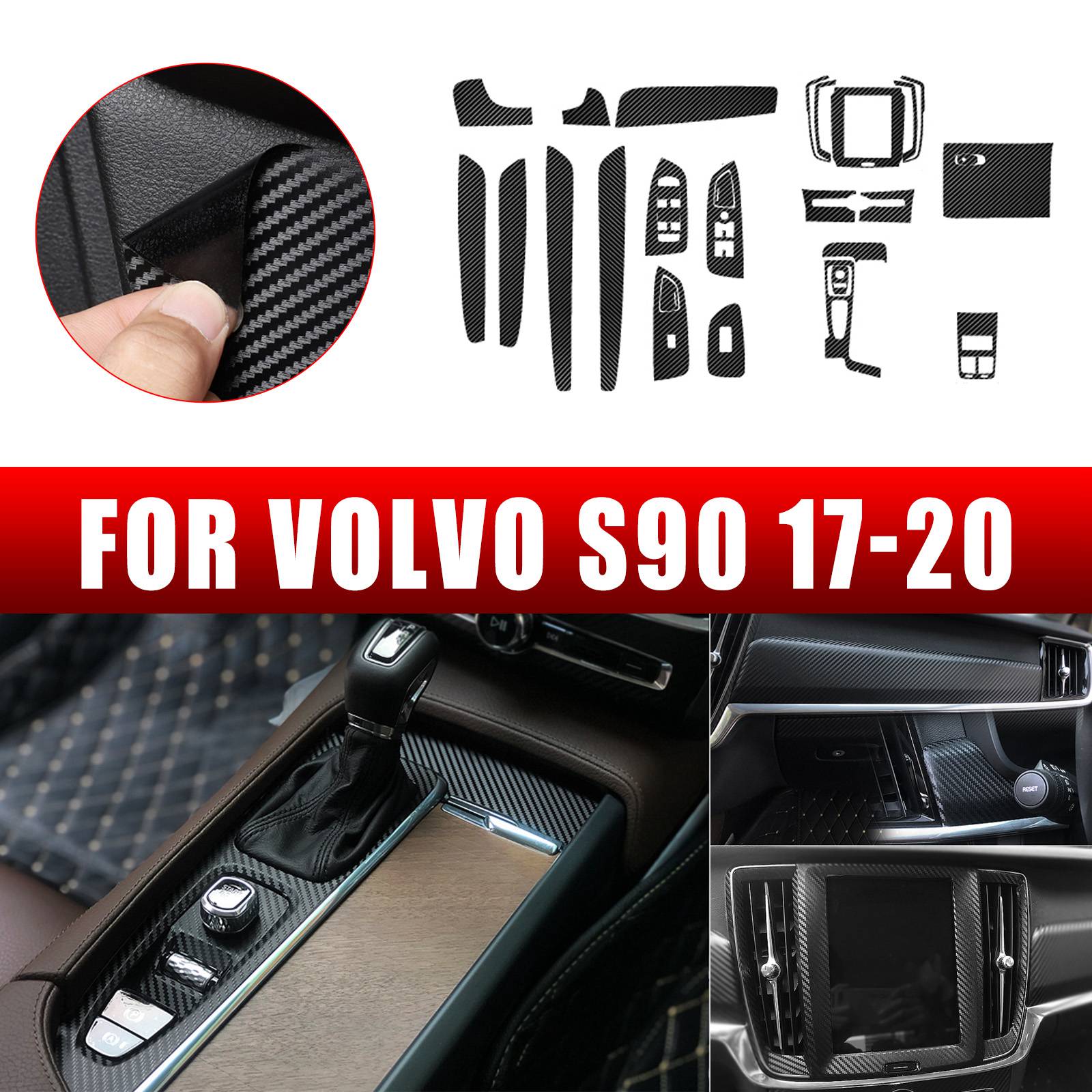 Interieur Center Console Koolstofvezel Molding Sticker Decals Voor Volvo S90
