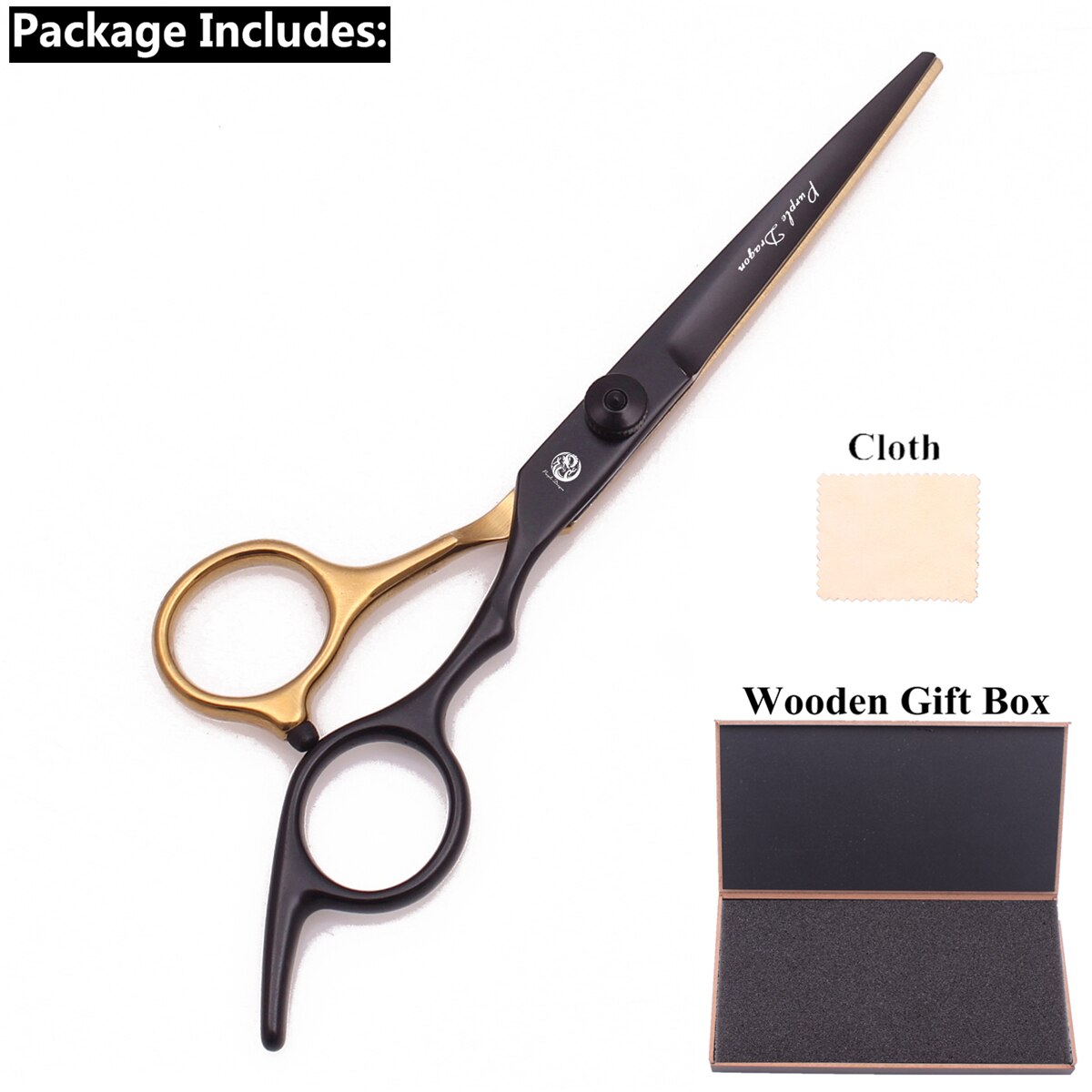 Hair Scissors 6" Japan Steel Purple Dragon Hair Cutting Scissors Thinning Shears Black&Gold Haircut Scissors Adjustable Tension: Cutting-6H-1001