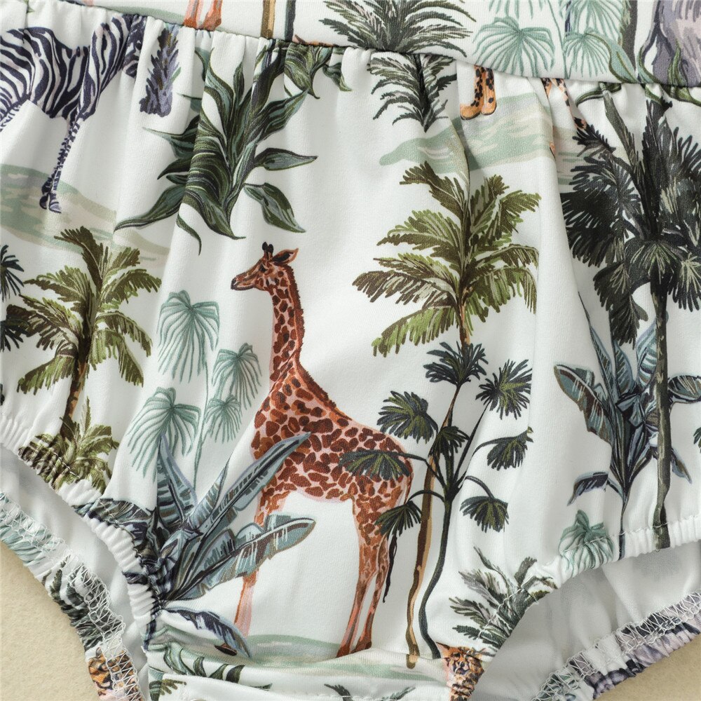 0-24M Säuglings Baby Junge Mädchen Ebene Bäume Drucken Ärmel Bandage O Nacken Gesamt Gesamt Sommer baumwolle Outfit
