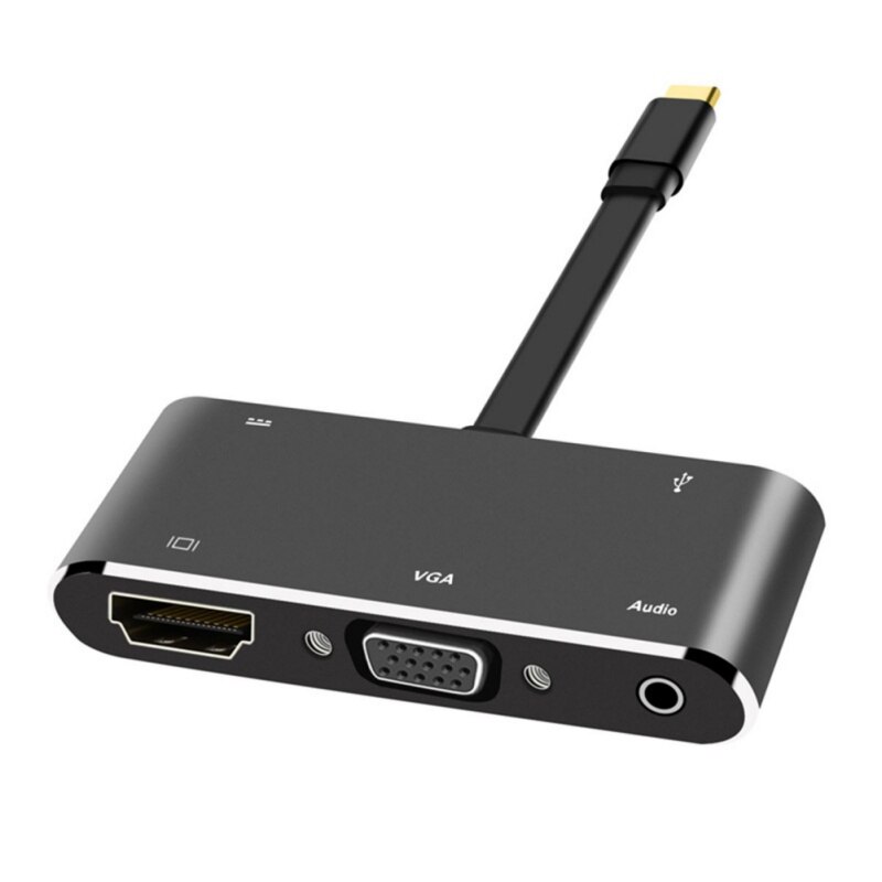 Type-C Naar HDMI VGA USB Hub 5 Poorten 3.5mm Audio Jack Charging Adapter Converter