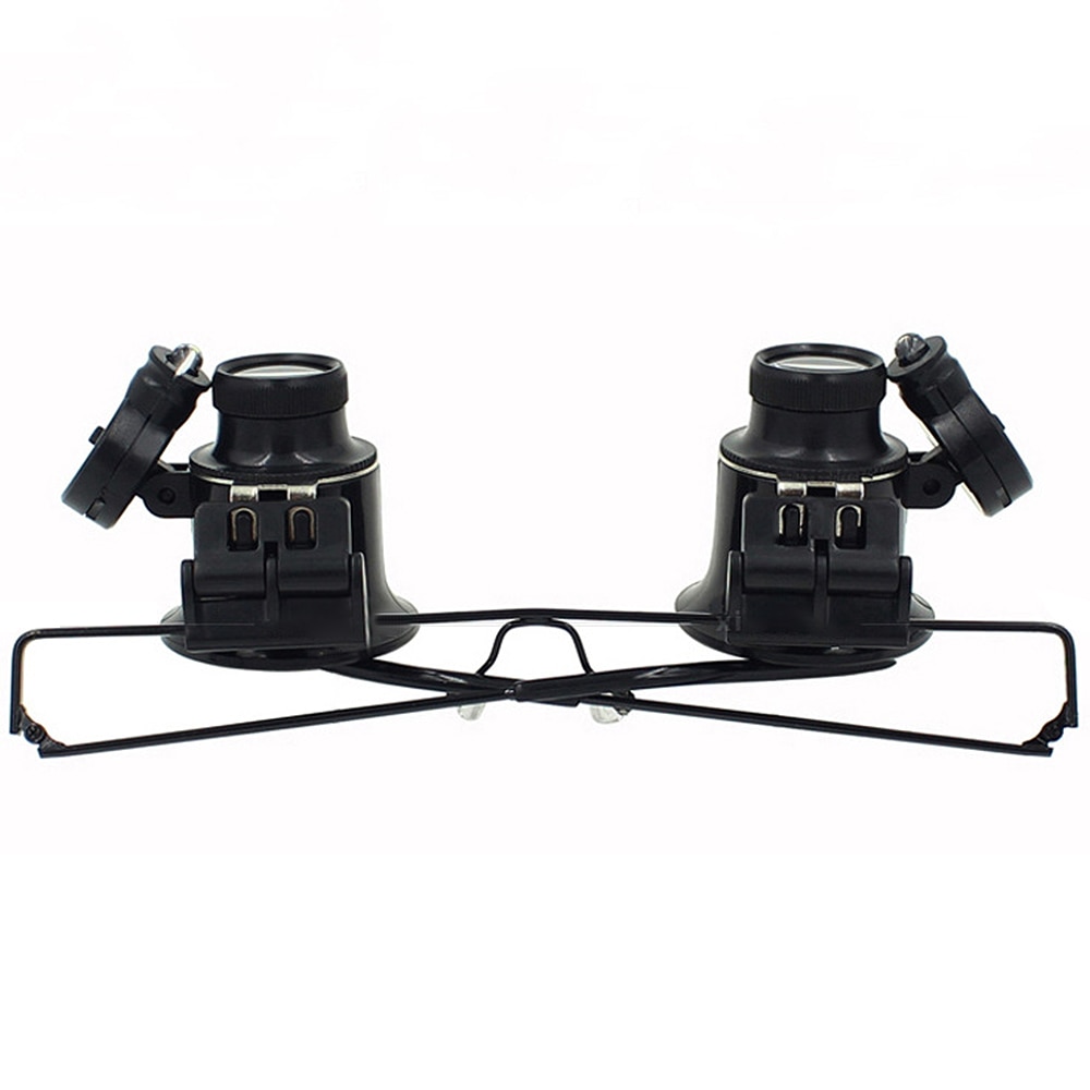 Dubbele Lens Vergrootglas Vergrootglas 20X Eye Glass Loep Juwelier Horloge Repair Met Led Licht Horloge Reparatie Tools