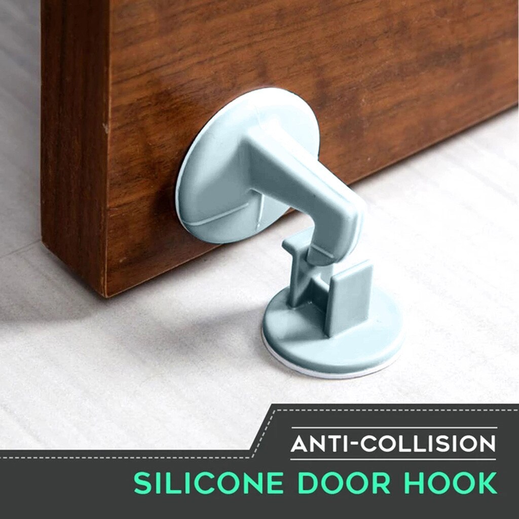 Serrure de porte de protection en Silicone 2 pièces | Avec poignée à crochet, protection Anti-Collision, autocollants de butoir de protection