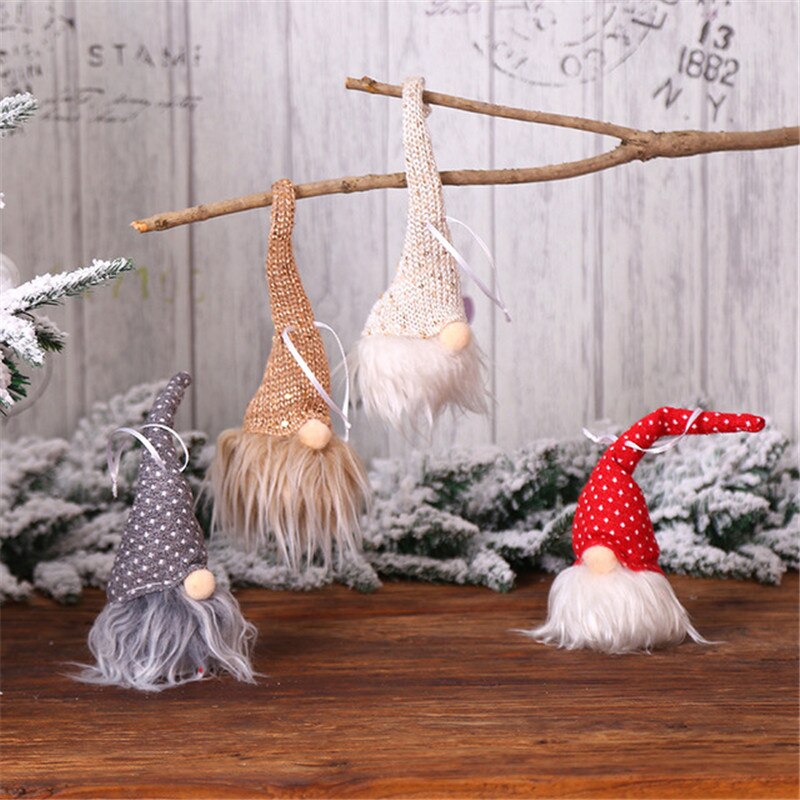 Kerstmis, gezichtsloze kabouter, kerstman, kerstnachtlampje, gloeiende boom, hangend ornament, poppendecoratie voor thuis, hangerbenodigdheden