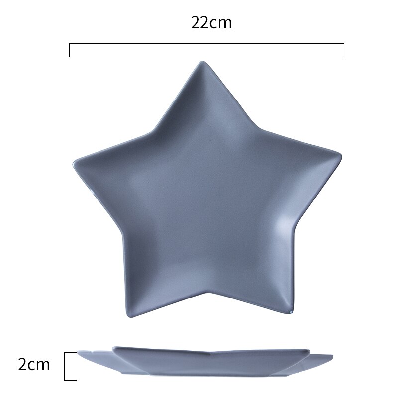 Nordic ins five-pointed star plate ceramic dish household dinner plate western steak plate fruit salad dessert plate: gray