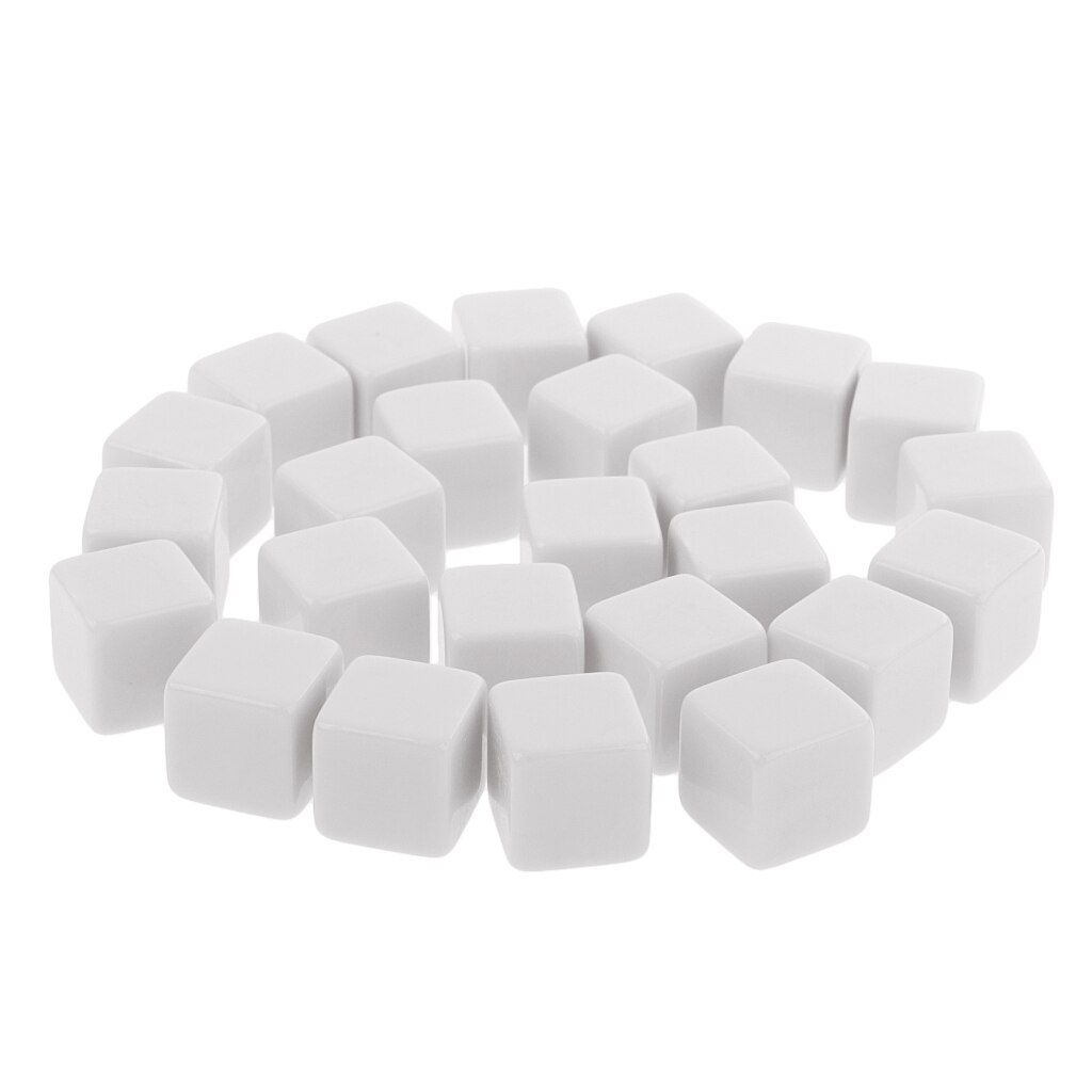 Dados en blanco de tamaño estándar, D6, seis lados, juegos de rol, 16mm/0,62 pulgadas, , 25 uds.: White