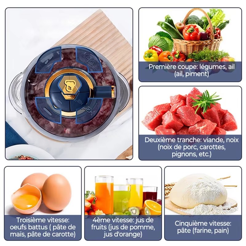 Picadoras de carne eléctricas, trituradora de alimentos de 5L, rebanador de verduras multifuncional de acero inoxidable, procesador, picadora, batidoras de cocina
