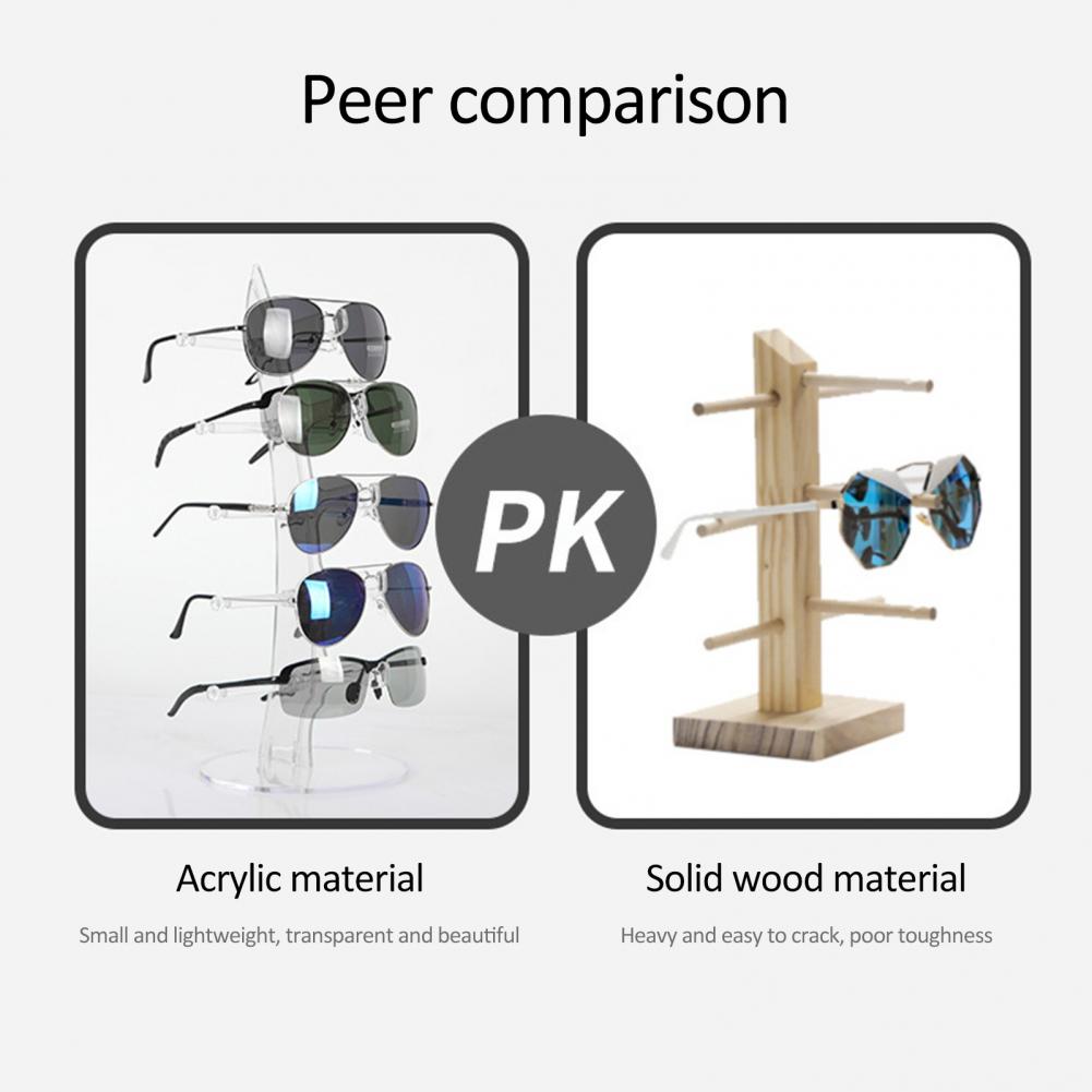 Eyeglasses Storage Holder Glasses Stand Acrylic Sunglasses Show Rack Stylish Organizer for Eyeglasses Jewelry Holds 5 Glasses