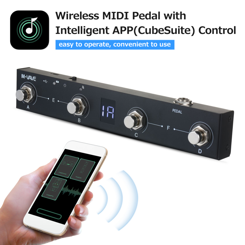 M-VAVE Chocolate MIDI Controller BT Oplaadbare 4-knoppen MIDI Controller Pedaal APP-bediening met draadloos transmissiesysteem