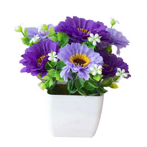 Keinotekoinen krysanteemi kukka ruukkukasvi todenmukainen gypsophila puuruukku bonsai kotipuutarha koristeet: Violetti