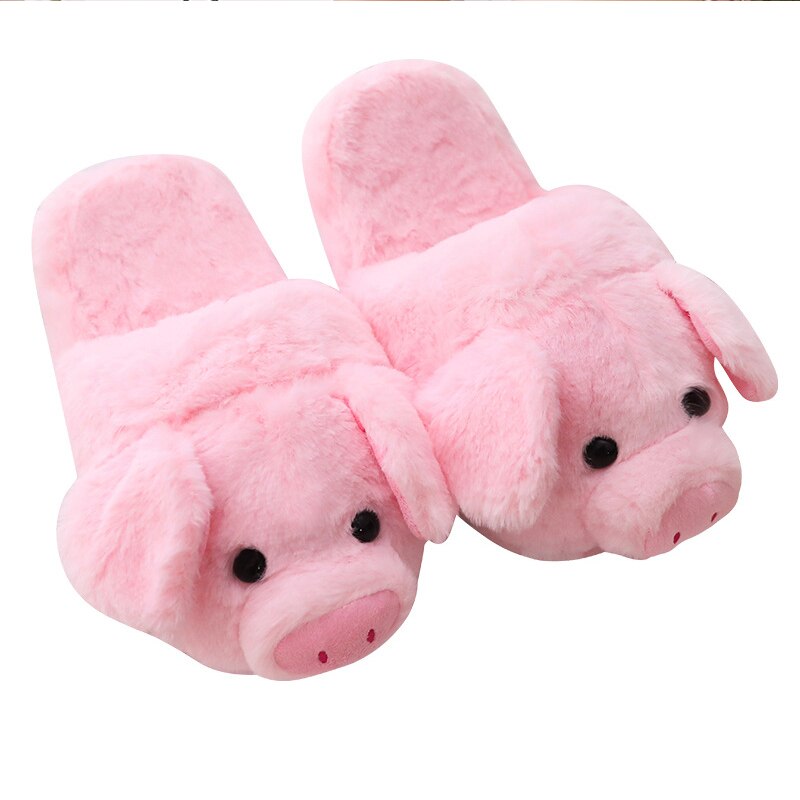 Women's Slippers Winter Velvet Short Plush Slippers Couple Comfy Home Slippers Cute Pig Shoes for Women