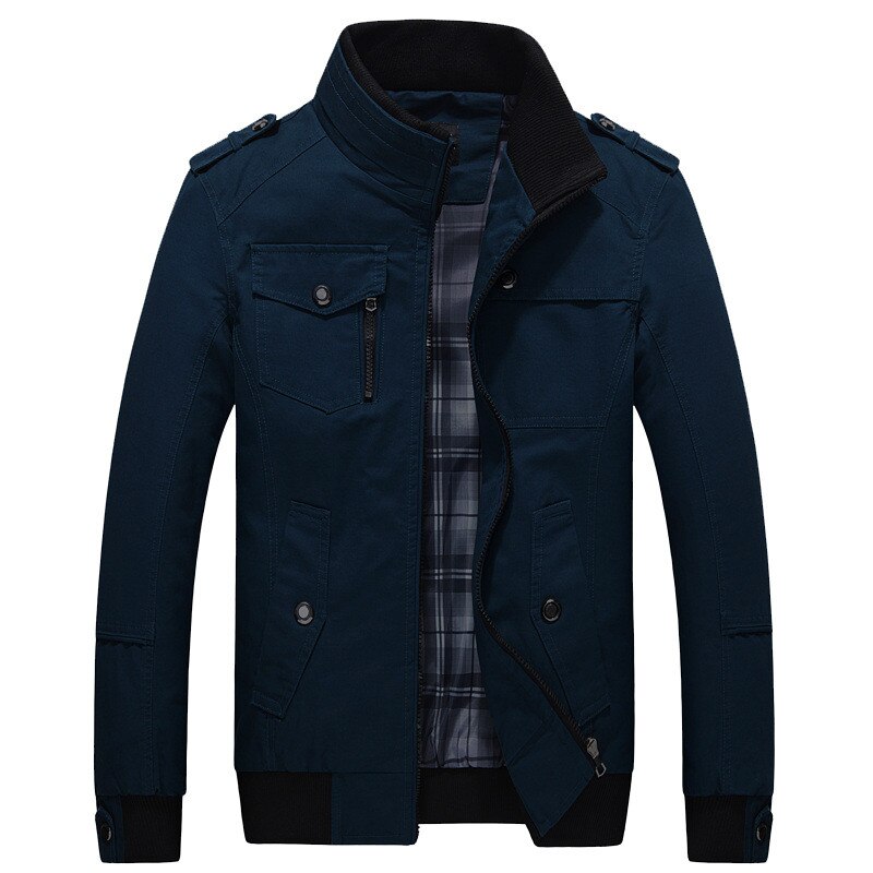 Herrjacka och kappor företag svart manligt vindjacka märke ytterkläder stativ krage herr varsity jacka överrock: Marin / M