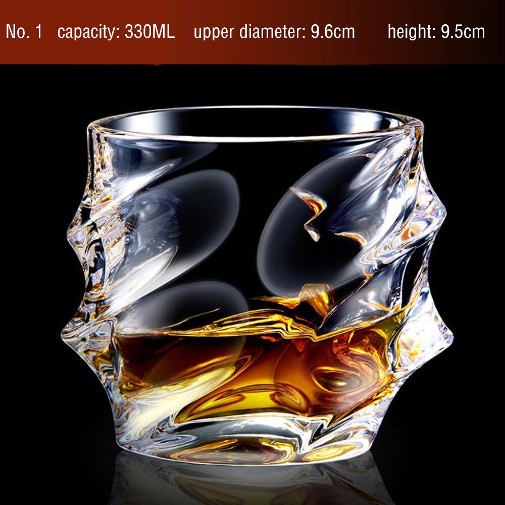 Transparent Whiskey Crystal Wine Glass Lead-free Heat Resistant Beer Brandy Vodka Containers Multi Pattern Drinkware Bar Bottle: A