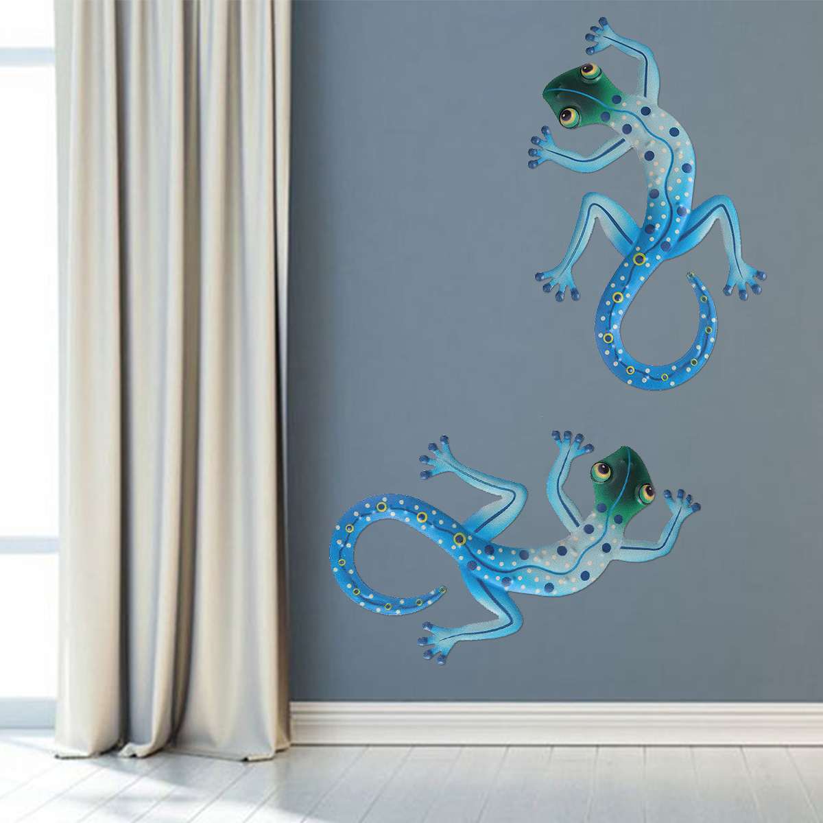Metal gecko vægindretning med glas til dekoration af hjemmet og miniaturer haven statuer udendørs fe haver ornamenter fe