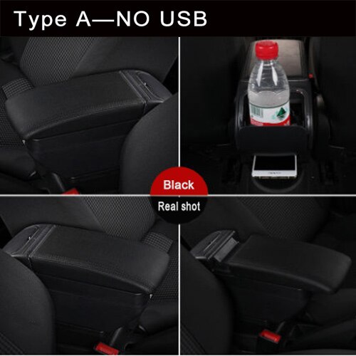 Boîte universelle d'accoudoir de voiture Auto accoudoir Central Pad Interface Usb Automobile boîte de rangement intérieure pièces de modification réglables: A Black line