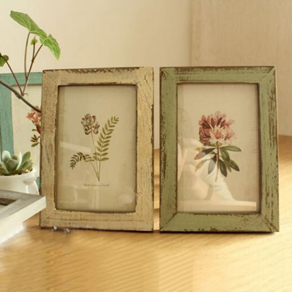 Træ vintage fotoramme 5 tommer træ billedholder stativ hjem soveværelse skrivebordsindretning