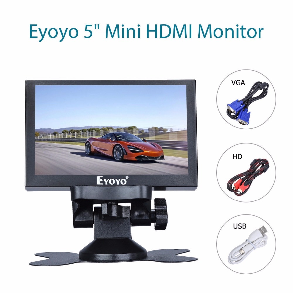 Eyoyo 5 inch Mini HDMI Monitor 800x480 Auto Achteruitrijcamera TFT Lcd-scherm Met BNC/VGA /AV/Hdmi-uitgang Ingebouwde Luidspreker