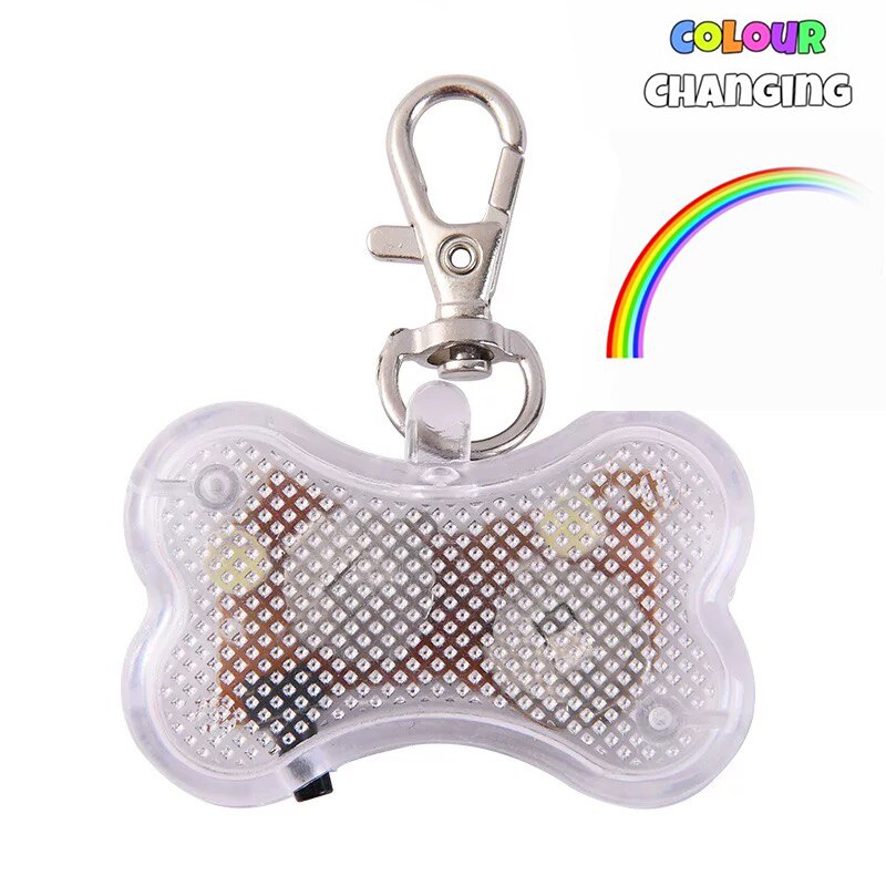 Collar de seguridad nocturna para perro, colgante brillante, luces LED Flash, accesorios para mascotas, brillante en la oscuridad: Multicolour