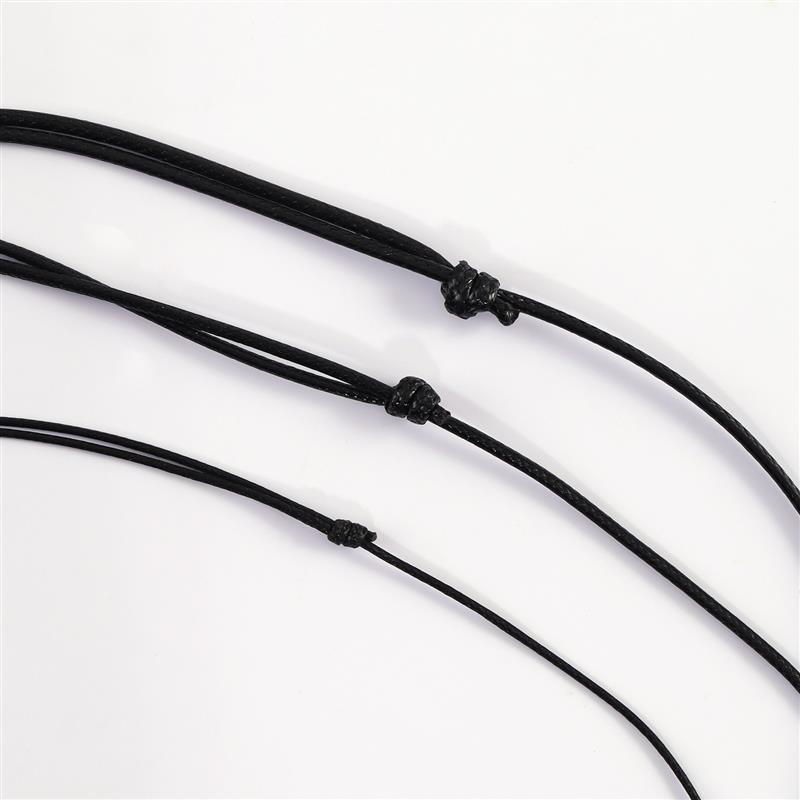 Collar de piel auténtica con nudo deslizante, Gargantilla larga ajustable, color negro, 10/50 piezas