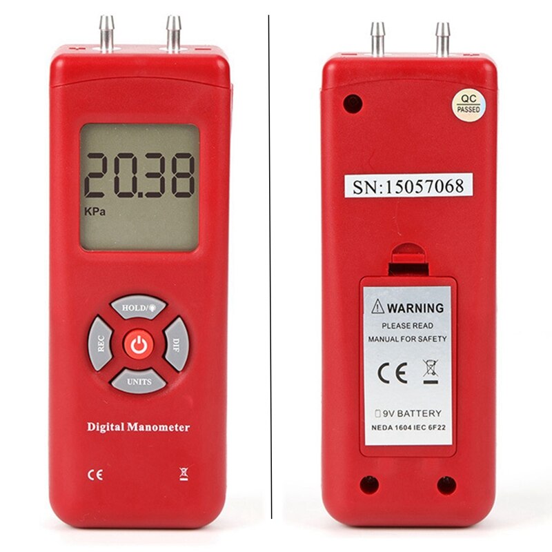 Digital Portable Pressure Gauge, Hand-Held Air Vacuum/Gas Pressure Gauge, 11 Units with Backlight