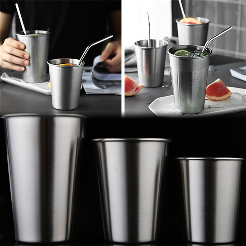 Vasos metálicos de acero inoxidable de 230ML/350ML/500ML, vasos de pinta para acampar al aire libre, tazas para bebidas, café, té, cerveza