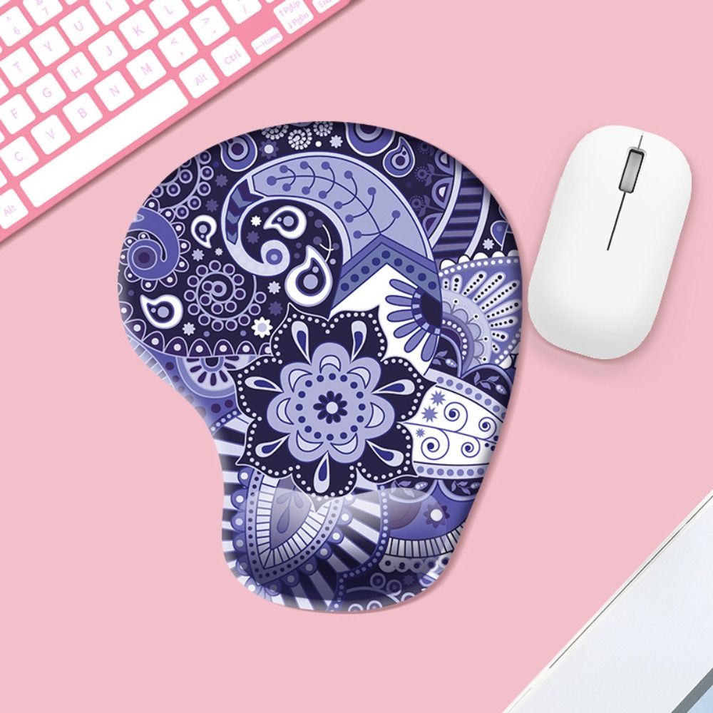 Comfortable Cartoon Series Wrist Rest Mouse Pad Marbled Texture Hand Support Mouse Mat Oil Painting Non Slip Gaming Mousepad: SKY BLUE