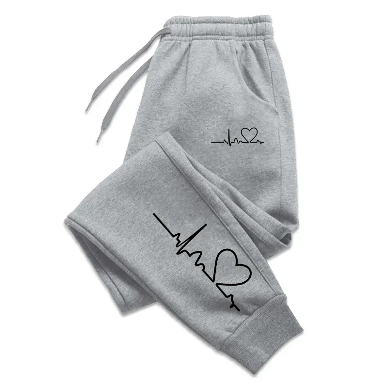 Rea dambyxor med mjukisbyxor vardagsbyxor fitness träningsbyxor hjärtmönster street sport joggingbyxor: Xl / Grön