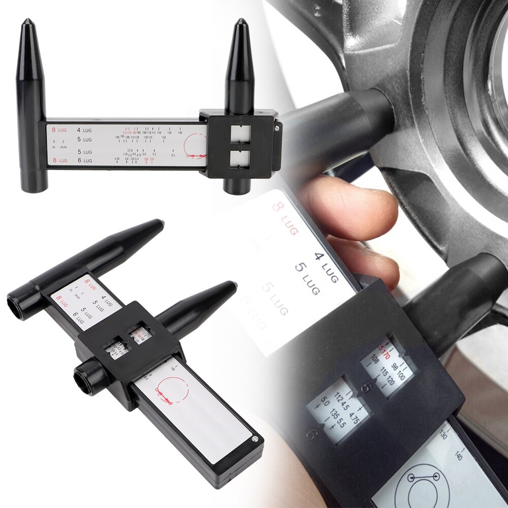 8 LUG Black PCD Caliper Wheels Wheel Rim Bolt Pattern Hole Distance Measuring Tool Modified Hole Distance Ruler