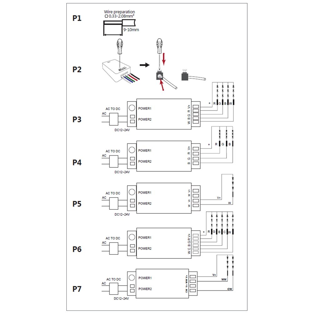 DC 5-24V Wifi Smart Controller Alexa Google Home Voice Single color/CCT/RGB/RGBWW/RGBCCT LED Strip Lights Change/Dimmer/Timer