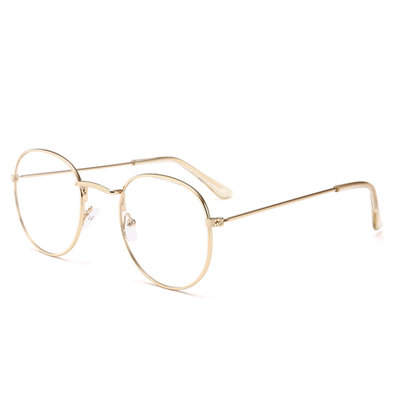 XojoX montura de gafas redondas de para hombre y mujer, monturas de gafas ópticas Unisex transparentes, gafas clásicas doradas: Dorado