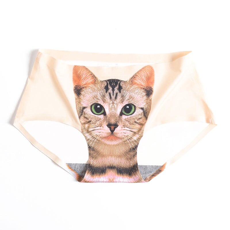 Sexy 3D Cat Panties Lace Underwear Women Cute Seamless Briefs Female Mid-rise Cotton Underpants Transparent Lingerie Intimates