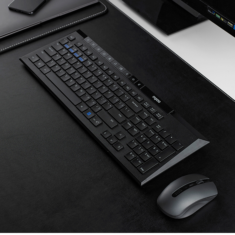 Originele Rapoo 8200M/8200G Multi-mode Stille Draadloze Toetsenbord &amp; Muis Bluetooth3.0/4.0 ,2.4G Draadloze, Schakelen Tussen 3 Apparaten: BLACK