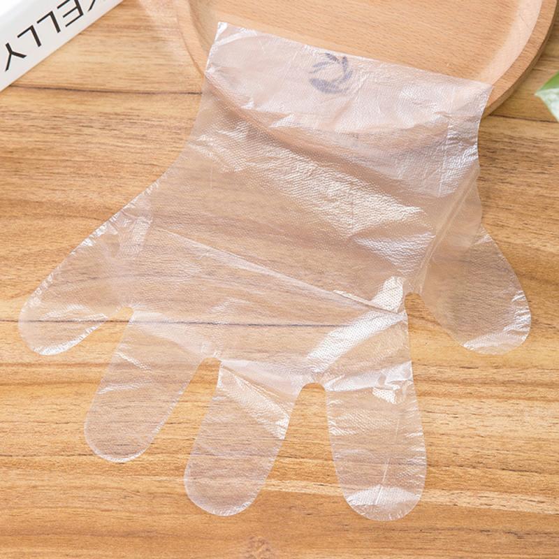 Disposable Gloves 200Pcs/Box Thicken Transparent Plastic PE Film Gloves Disposable Gloves Catering Hair Products Eating Lobster