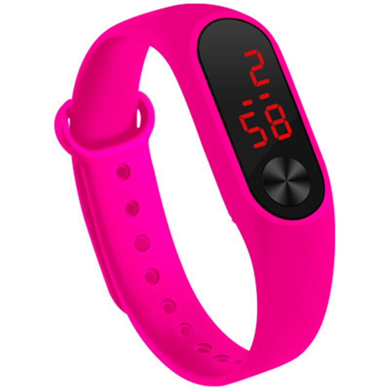 Børneur led sports børneure digitalt casual ur silikone armbånd armbåndsure til drenge og piger smykker: Rosenrød