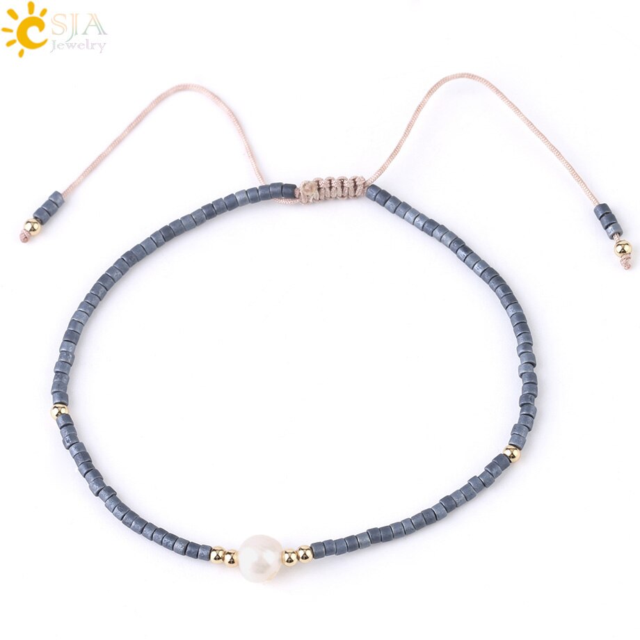 CSJA, Pulseras Miyuki de verano para Mujer, Pulseras para Mujer, , cuentas de perla Delica, joyería de mano, pulsera chapada en Color Metal S337: E