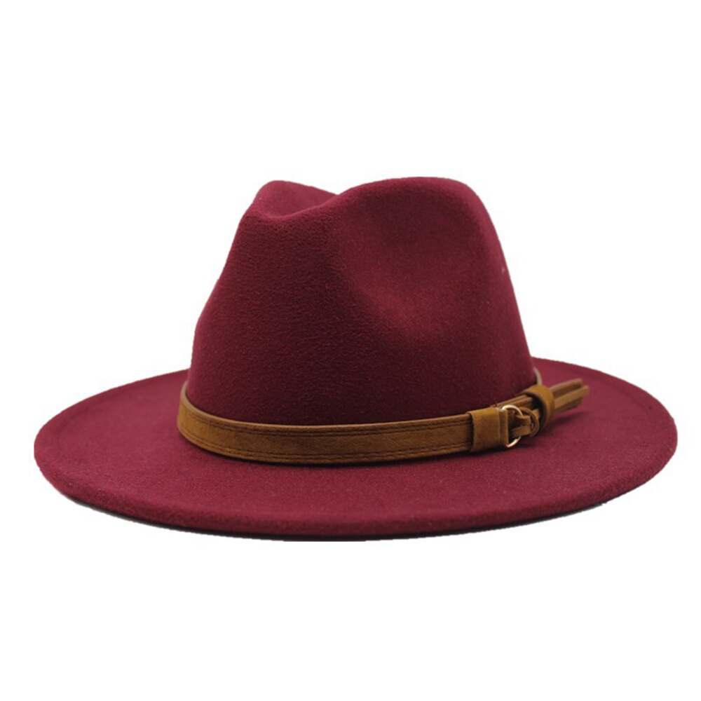 Sombrero Fedora de fieltro de lana para mujer, sombrero con estampado de leopardo, ala ancha, Panamá, informal, Formal, de invierno, tendencia de: Wine red