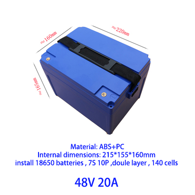 48V 60V 72V KA 20Ah 12Ah Lithium Battery Box 18650 li-ion Pack Cell Housing Case Shell Holder DIY EV eBike E-bike ABS Waterproof: black