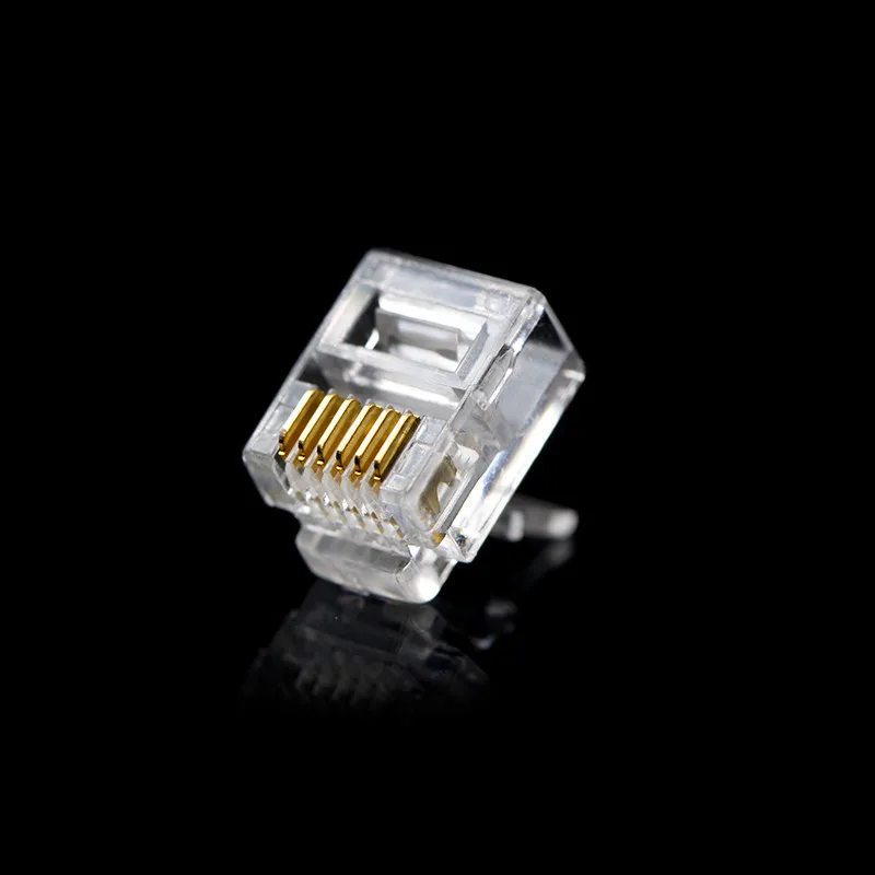 RJ12 Connector 6P6C Modular Head Phone Cable Plug Gold Plated Crimp Network RJ 12 Telephone Connectors Crystal Plugs